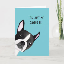 Tarjeta Mirar a escondidas Boston Terrier ilustró la