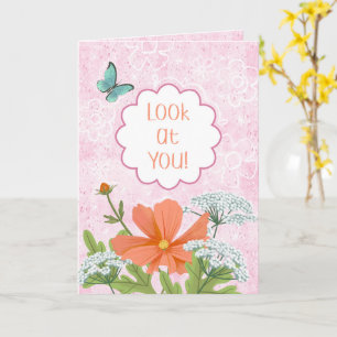 Tarjeta ¡Mírate! Jardín Floral Rosa Felicitaciones