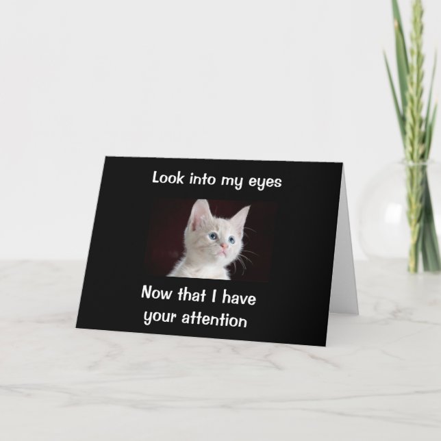 TARJETA "MIREN MIS OJOS DESEOS DE CUMPLEAÑOS DE GATO" (Anverso)