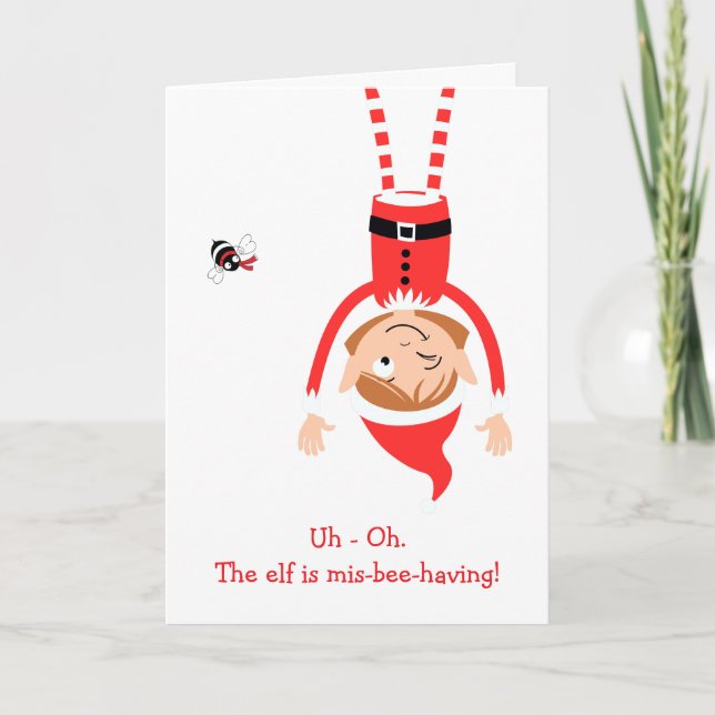 Tarjeta  Mis-Bee-Having Elf Holiday Card (Anverso)