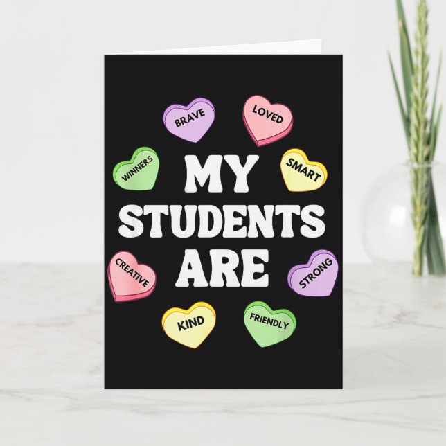 Tarjeta Mis estudiantes son inteligentes corazón de carame (Anverso)