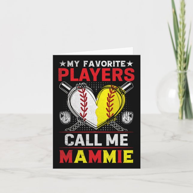 Tarjeta Mis jugadores favoritos de béisbol sóftbol me llam (Anverso)