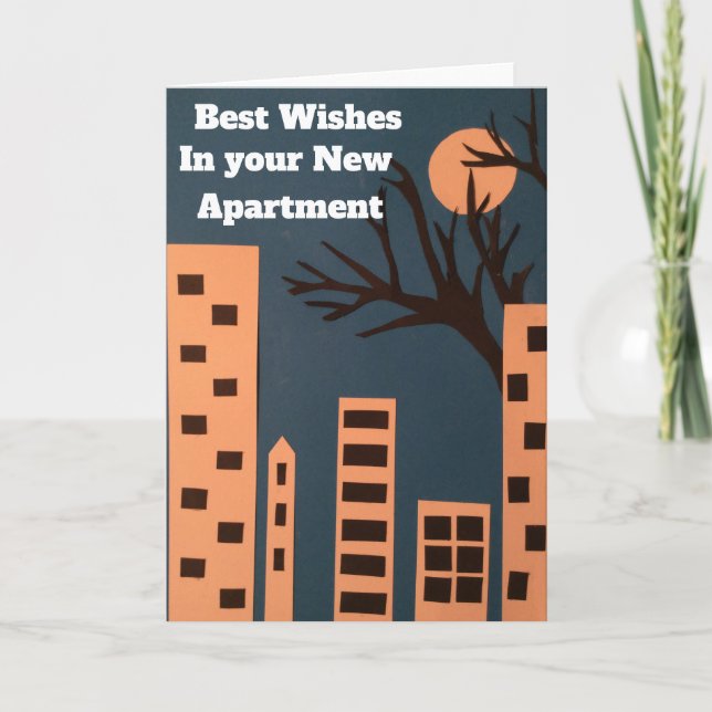 Tarjeta Mis mejores deseos en su nuevo apartamento (Anverso)