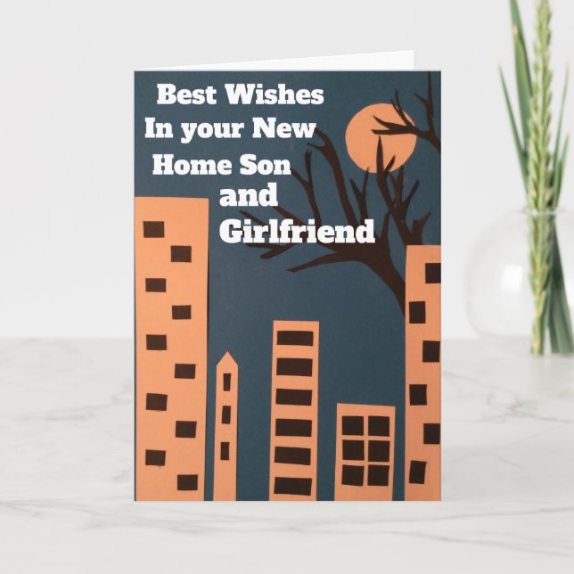 Tarjeta Mis mejores deseos para su nuevo hijo y novia (Anverso)
