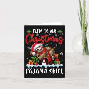 Tarjeta Mis Navidades Pajama Santa Sloth Animals Noche Luz