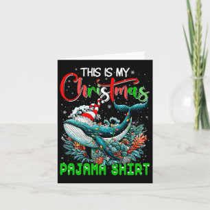 Tarjeta Mis Navidades Pajama Santa Whale Sea Animal Lover 