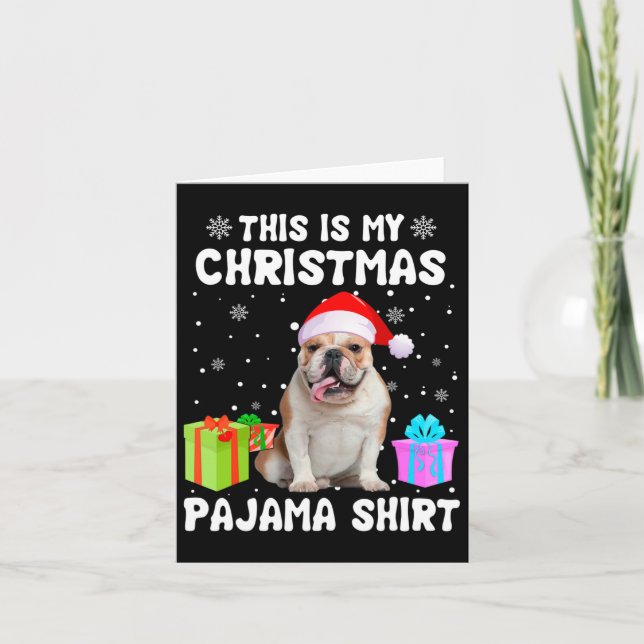 Tarjeta Mis Navidades Perro Bulldog Inglés Perro Pajama Pu (Anverso)