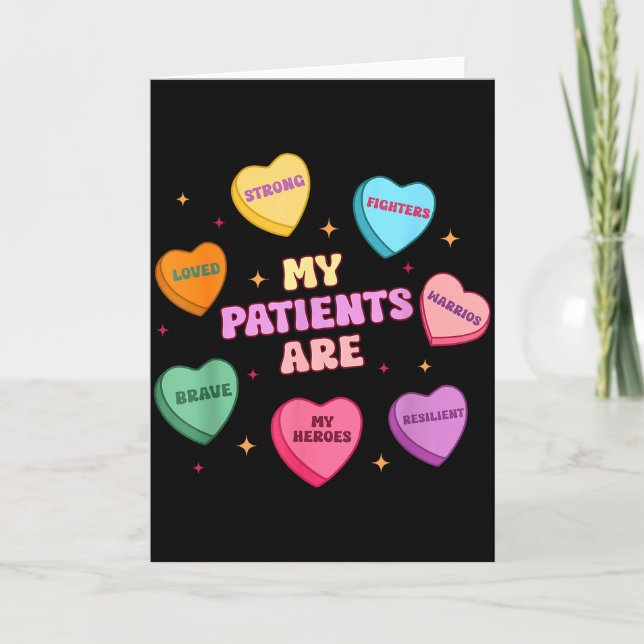 Tarjeta Mis pacientes son corazones dulces San Valentín en (Anverso)