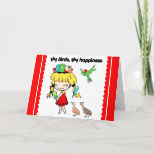 Tarjeta Mis pájaros mi felicidad linda personalizado