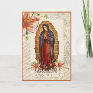 Tarjeta Misa católica de simpatía Ofrenda Guadalupe María