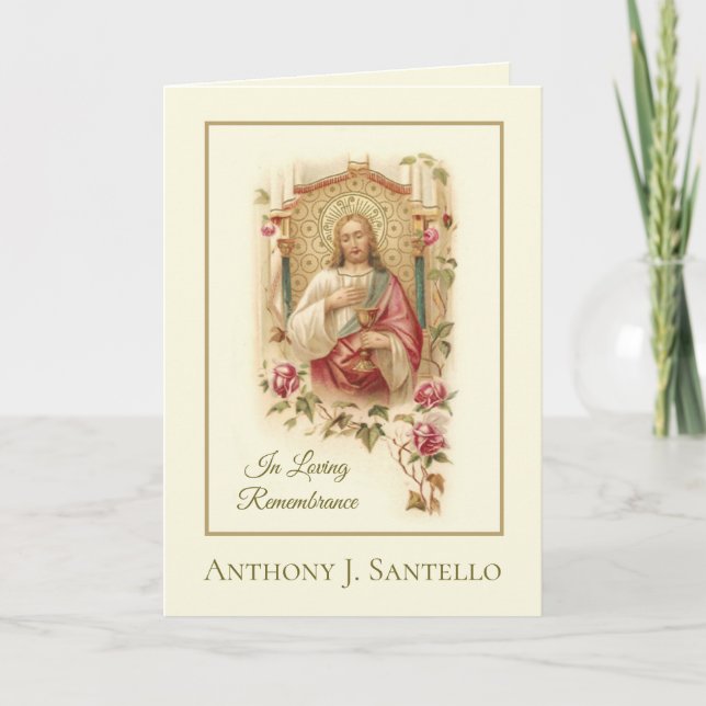 Tarjeta Misa de réquiem católica de simpatía Jesús (Anverso)