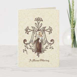 Tarjeta Misa de simpatía católica en honor a la Virgen Mar