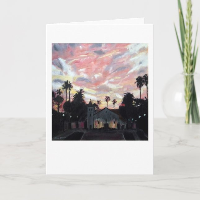 Tarjeta "Misión Santa Clara" por el perro chino de Trina (Anverso)