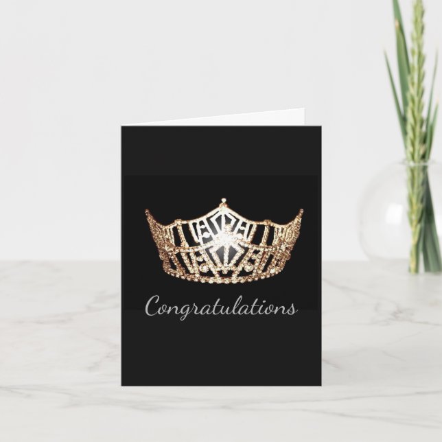 Tarjeta Miss America Gold Crown Greens Card-Congrats (Anverso)
