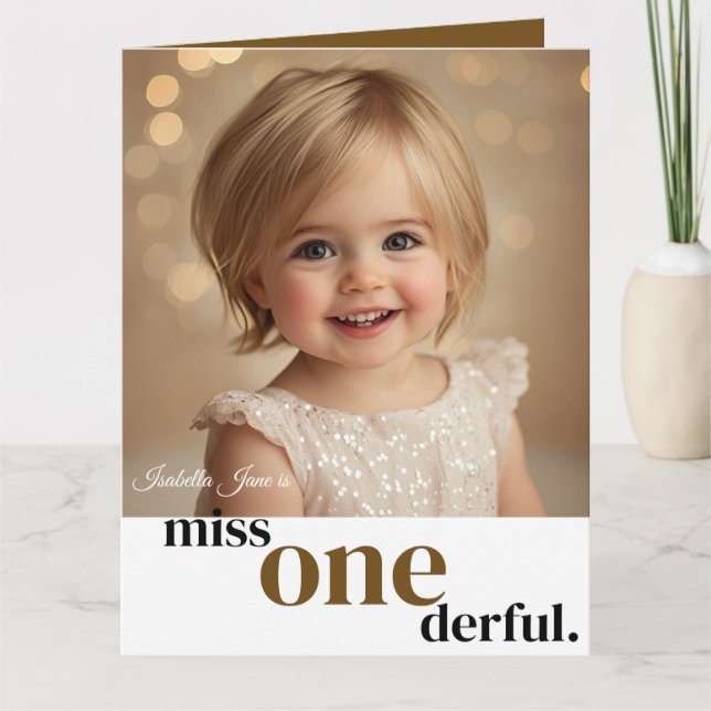 Tarjeta Miss ONEderful First Birthday Card (Anverso)