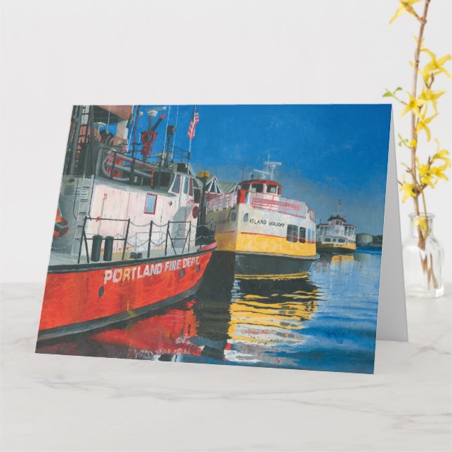 Tarjeta Miss Portland y ferris de la bahía de Casco (flor amarilla)