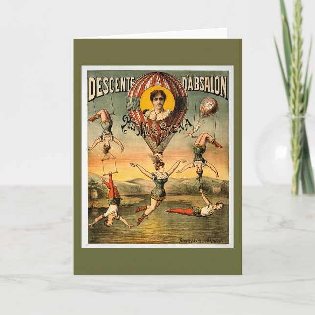 Tarjeta Miss Stena Flying Trapese Vintage Circus Poster (Anverso)