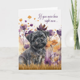 Tarjeta Miss You Affenpinscher Dog Wildflower Meadow