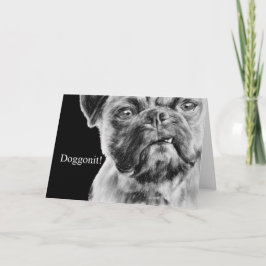 Tarjeta Miss You Grumpy Smug Pug Dog