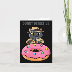 Tarjeta Misterio de donut negro de detective de gato diver