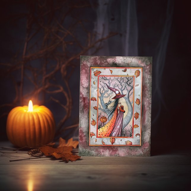 Tarjeta mística de Halloween de la bruja (Subido por el creador)