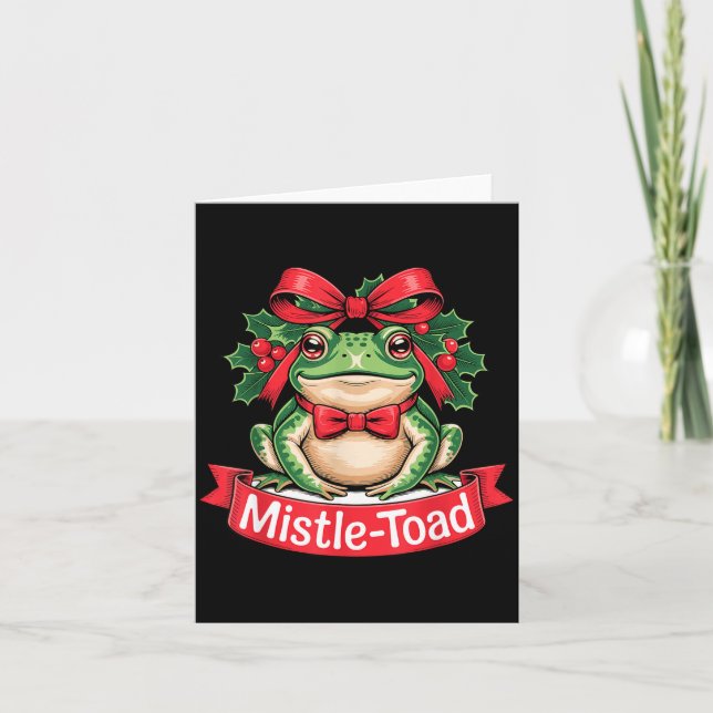 Tarjeta Mistle-toad Funny Christmas Toad Pun  (Anverso)