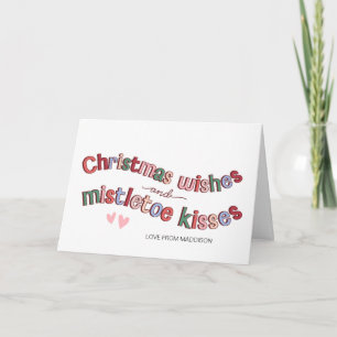 Tarjeta Mistletoe besa los deseos de los Navidades para su