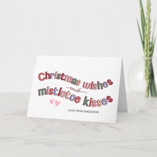 Tarjeta Mistletoe besa los deseos de los Navidades para su (Anverso)
