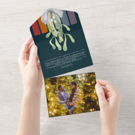 Tarjeta Mistletoe Gay Rainbow Elegant Navidades