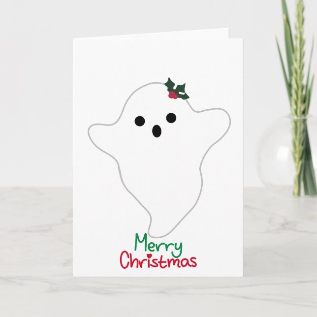 Tarjeta Mistletoe Ghost Merry Christmas (Anverso)