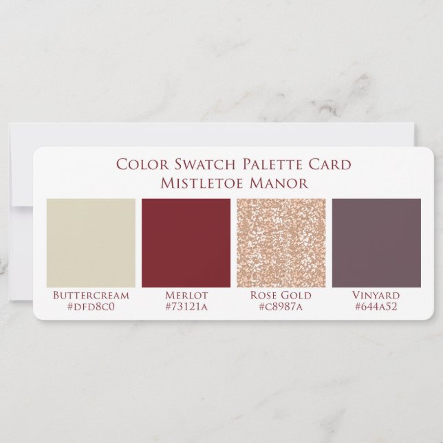 Tarjeta Mistletoe Manor Boda Color Swatch (Anverso)