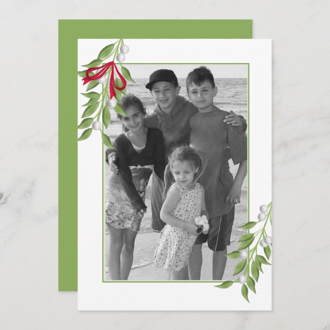 Tarjeta Mistletoe Photo Greeting (Anverso / Reverso)