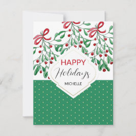 Tarjeta Mistletoes de Agua Bohémica Moderna para las Fiest