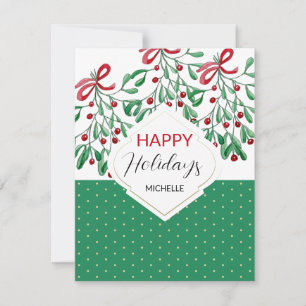 Tarjeta Mistletoes de Fiesta Boho Acuarela Moderna
