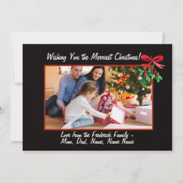Tarjeta Mistletoo/Marco negro/ Navidades fotográfi
