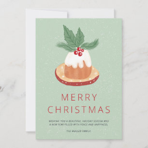 Tarjeta Mistletorústico verde rojo Feliz pastel de Navidad