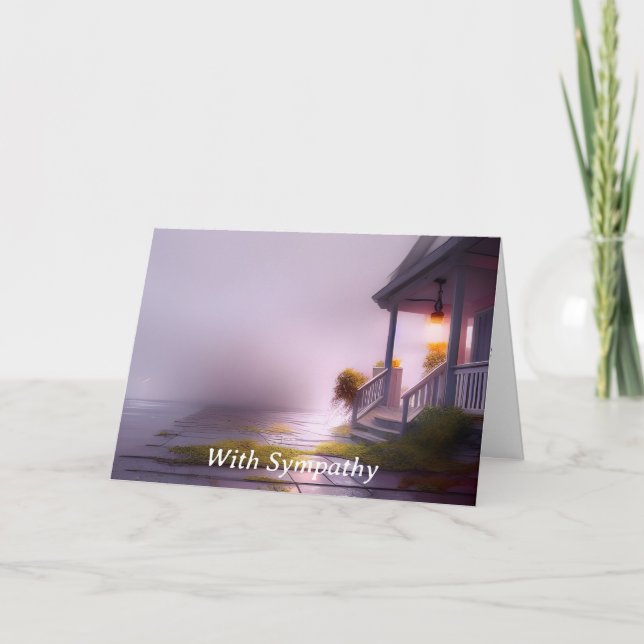 Tarjeta Misty Morning Porch Personalizable Compasión por e (Anverso)