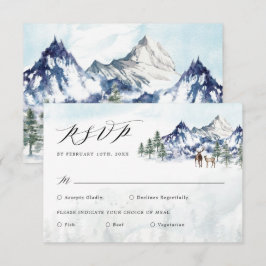 Tarjeta Misty Mountain Winter Forest Wedding RSVP