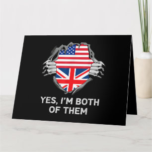 Tarjeta Mitad americano mitad británico bandera de Estados