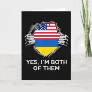 Tarjeta Mitad Americano Mitad Ucraniano Usa Ucrania Bander