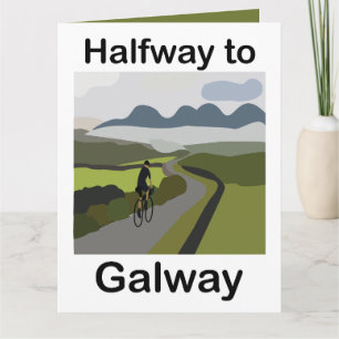 Tarjeta Mitad de camino a Galway viaje por carretera 