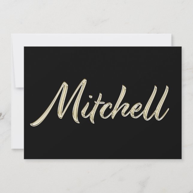 Tarjeta Mitchell Name white gold Handwriting Karte (Anverso)