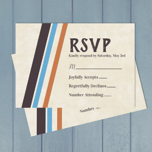 Tarjeta Mitzvah RSVP para tiras diagonales marrone
