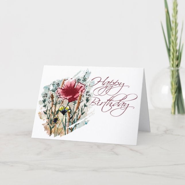 Tarjeta Mixed Media Wildflower Birthday Card (Anverso)
