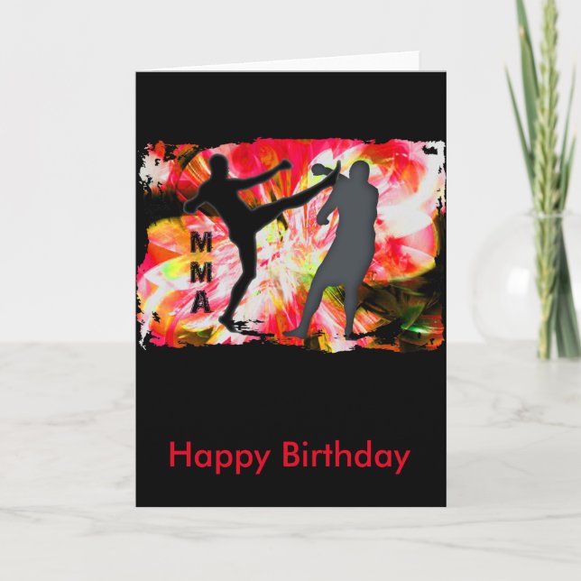 Tarjeta MMA Silhouettes in Red Explosion (Anverso)