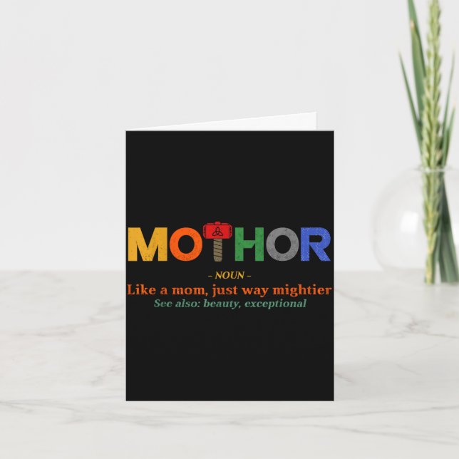 Tarjeta Mo-thor como una mamá mucho más poderosa día de la (Anverso)