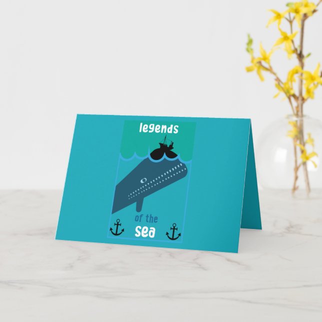 Tarjeta Moby Dick Sea Fantasy | Funny Ocean And Sea Servin (flor amarilla)