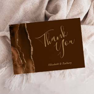 Tarjeta Moca Agradecimiento de Boda Ágata Dorado Café