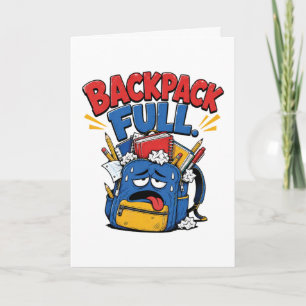 Tarjeta Mochila Llena Divertida Mochila De Dibujos Animado