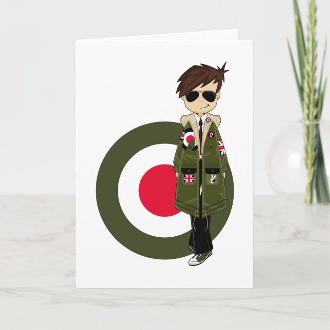 Tarjeta MOD fresca en abrigo esquimal y gafas de sol (Anverso)